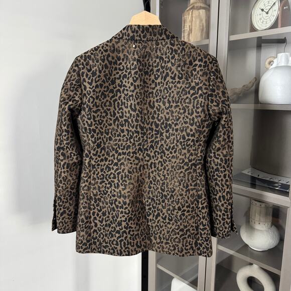 Golden Goose Leopard Jacquard Wool Brown Black Blazer 40 Single Breasted Jacket - Picture 3 of 8